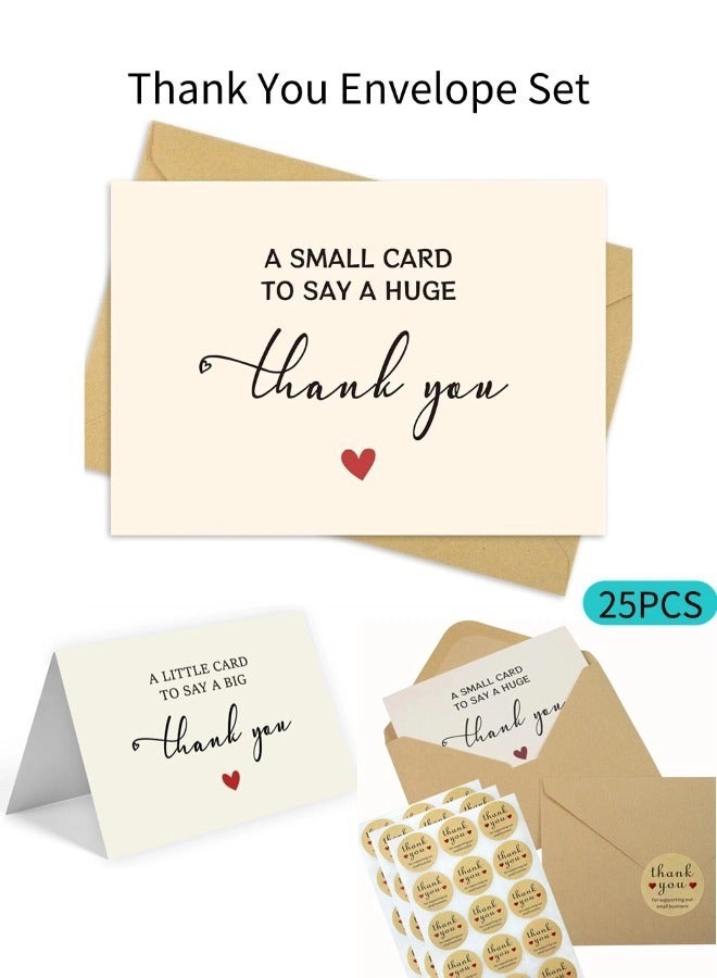 GOOGO Thank You Cards with Envelopes, Blank Greeting Cards with Stickers for Wedding, Baby Shower, Business, Teacher, Graduation, Holiday Appreciation Notes, 25 Pack - Image 1